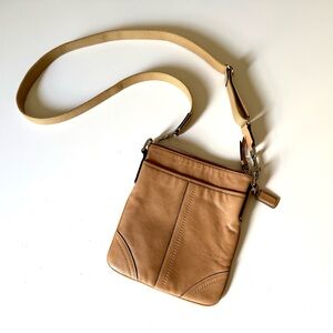 Coach Vintage Camel Leather Crossbody Slingback Bag with Adjustable Strap